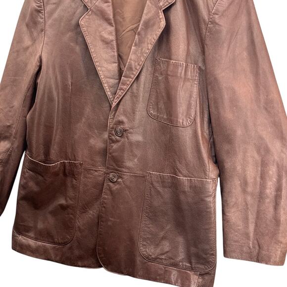 Midwest International Vintage Brown Leather 2 Button Sport Coat Blazer Men 40 R - Picture 3 of 10